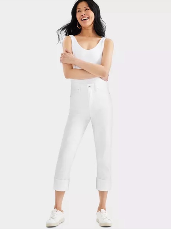 Style & Co. Denim - Style & Co White High-Rise Cuffed Capri Jeans Size 10